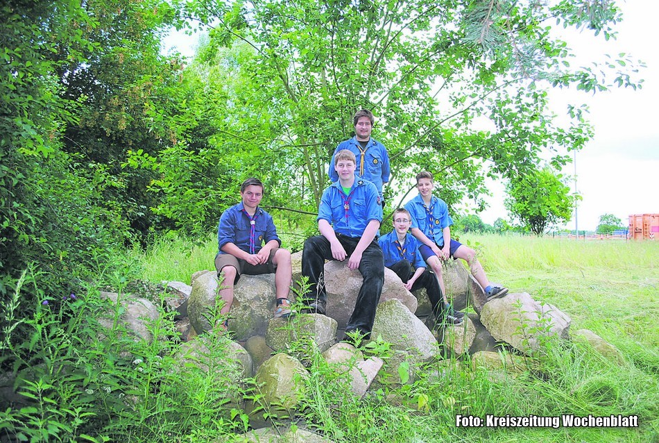 Die 'Likedeeler' mit (v. li.): Steffen Lüdtke, Björn Dietrich, Frederik Lange, Arndt Lange und Tari Joe Wiencke lagerplatz2014